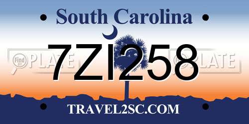 7ZI258 South Carolina License Plate