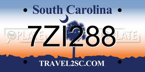 7ZI288 South Carolina License Plate
