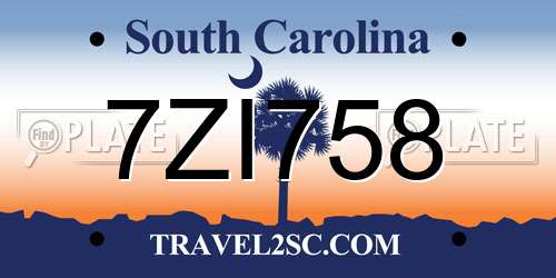 7ZI758 South Carolina License Plate