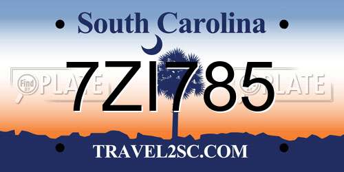 7ZI785 South Carolina License Plate