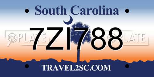 7ZI788 South Carolina License Plate