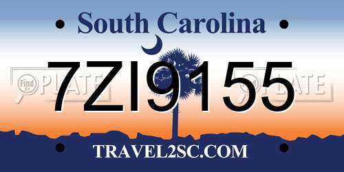 7ZI9155 South Carolina License Plate