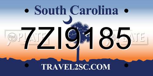7ZI9185 South Carolina License Plate