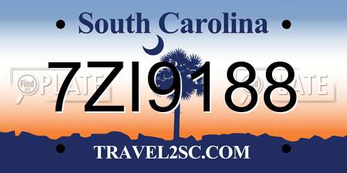 7ZI9188 South Carolina License Plate