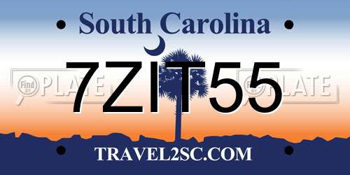 7ZIT55 South Carolina License Plate