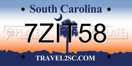 7ZIT58 South Carolina License Plate
