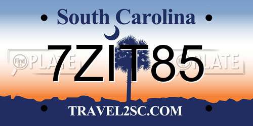 7ZIT85 South Carolina License Plate