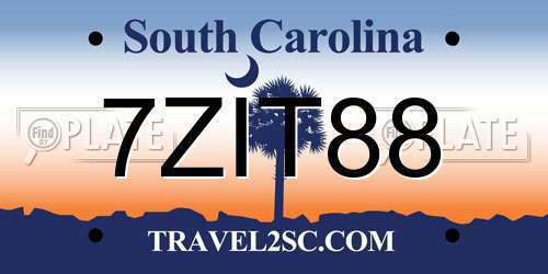 7ZIT88 South Carolina License Plate