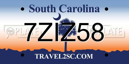 7ZIZ58 South Carolina License Plate