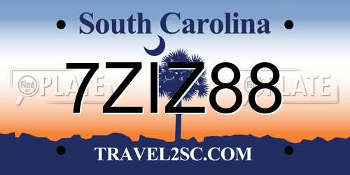 7ZIZ88 South Carolina License Plate