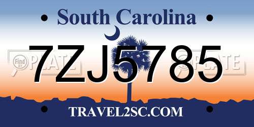 7ZJ5785 South Carolina License Plate