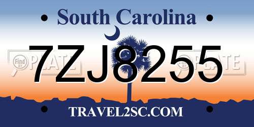 7ZJ8255 South Carolina License Plate