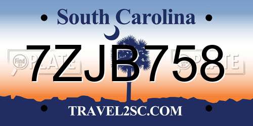 7ZJB758 South Carolina License Plate