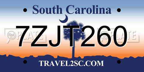 7ZJT260 South Carolina License Plate