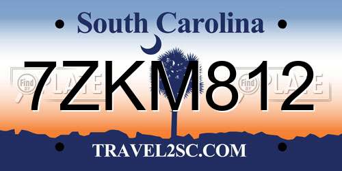 7ZKM812 South Carolina License Plate