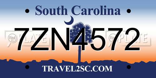 7ZN4572 South Carolina License Plate