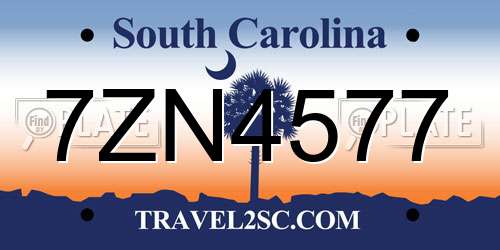 7ZN4577 South Carolina License Plate