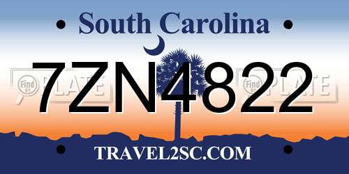 7ZN4822 South Carolina License Plate