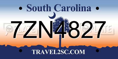 7ZN4827 South Carolina License Plate
