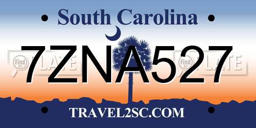 7ZNA527 South Carolina License Plate