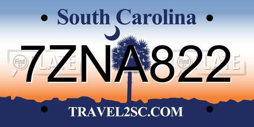 7ZNA822 South Carolina License Plate