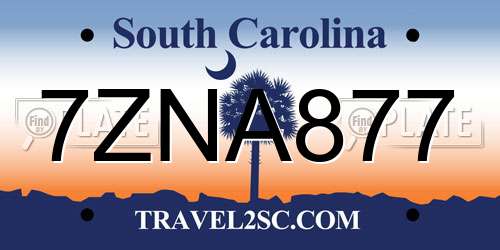 7ZNA877 South Carolina License Plate