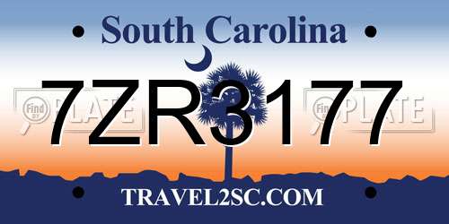7ZR3177 South Carolina License Plate