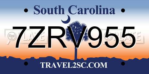 7ZRV955 South Carolina License Plate