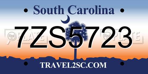 7ZS5723 South Carolina License Plate