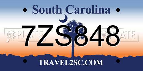 7ZS848 South Carolina License Plate