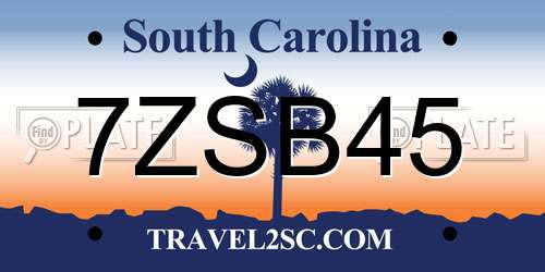 7ZSB45 South Carolina License Plate