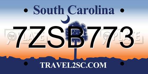 7ZSB773 South Carolina License Plate