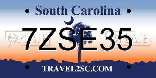7ZSE35 South Carolina License Plate