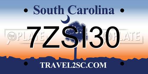 7ZSI30 South Carolina License Plate