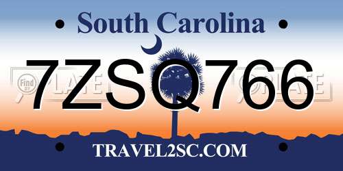 7ZSQ766 South Carolina License Plate