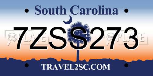 7ZSS273 South Carolina License Plate