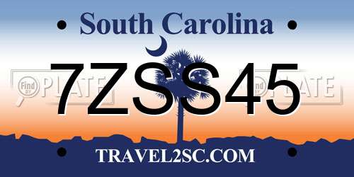 7ZSS45 South Carolina License Plate