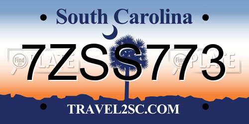 7ZSS773 South Carolina License Plate