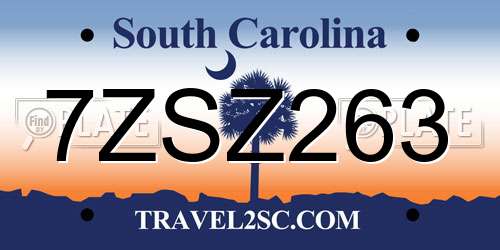 7ZSZ263 South Carolina License Plate