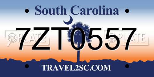 7ZT0557 South Carolina License Plate