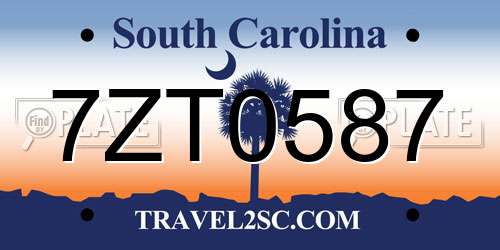 7ZT0587 South Carolina License Plate