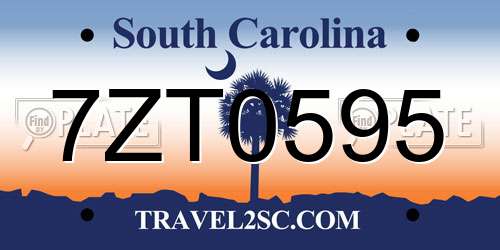 7ZT0595 South Carolina License Plate