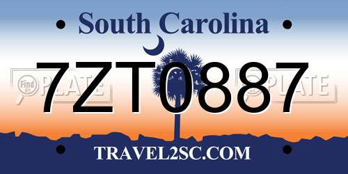 7ZT0887 South Carolina License Plate