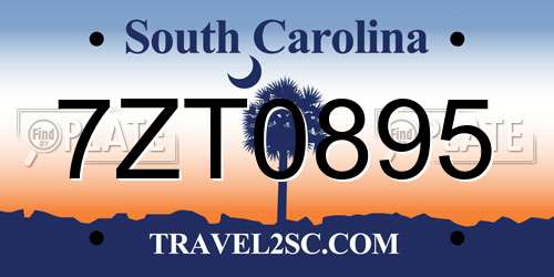 7ZT0895 South Carolina License Plate