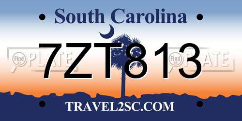 7ZT813 South Carolina License Plate