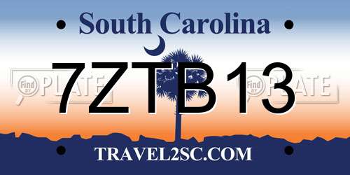 7ZTB13 South Carolina License Plate