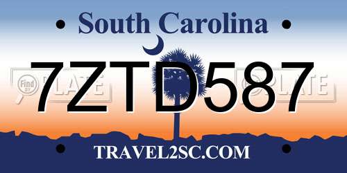7ZTD587 South Carolina License Plate