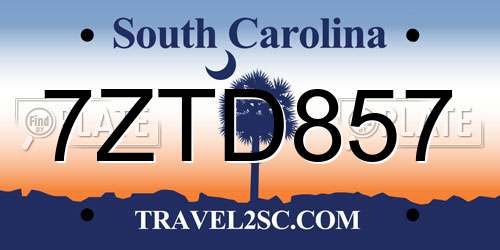 7ZTD857 South Carolina License Plate
