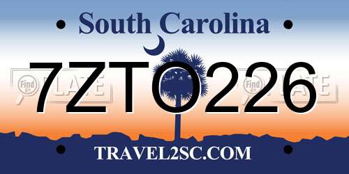 7ZTO226 South Carolina License Plate