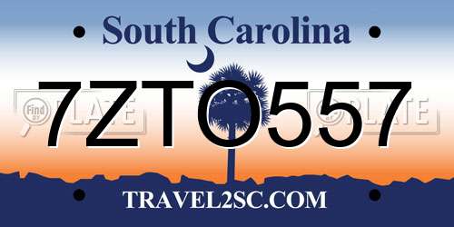 7ZTO557 South Carolina License Plate